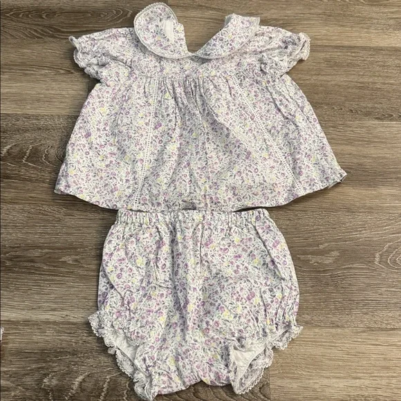 Janie and Jack Baby Ditsy Floral Matching Set purple sz 18-24 months - Picture 3 of 5